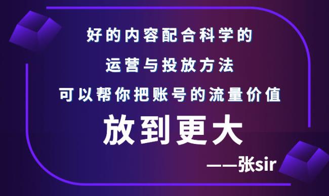 【副业项目3305期】（怎么投dou+快速涨粉）张sir账号流量增长课，让你的流量更精准-繁星副业