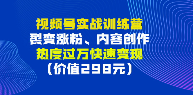 【副业项目3353期】视频号实战合集（视频号怎么创作推广涨粉）-繁星副业