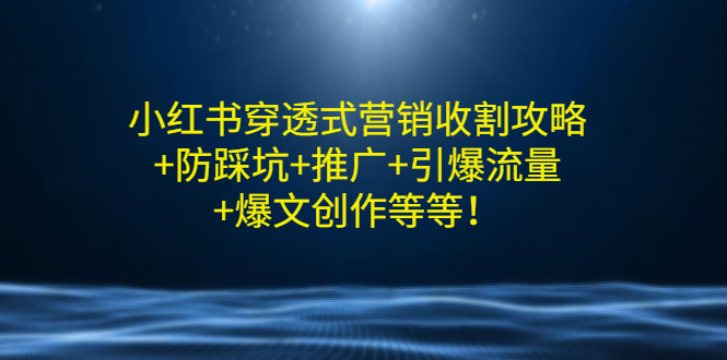 【副业项目3458期】小红书穿透式营销收割攻略+防踩坑+推广+引爆流量+爆文创作（小红书的营销方法策略）-繁星副业