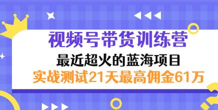 【副业项目3489期】视频号带货训练营，实战测试21天最高佣金61W（视频号带货怎么做）-繁星副业