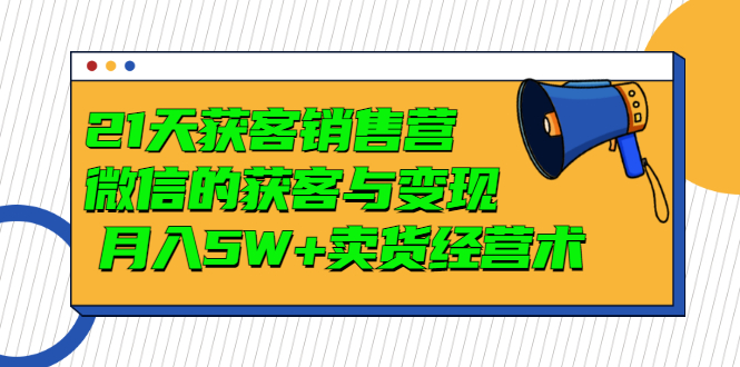 【副业项目3530期】微信营销的方法和技巧：21天获客销售营，带你破解微信的获客与变现-繁星副业