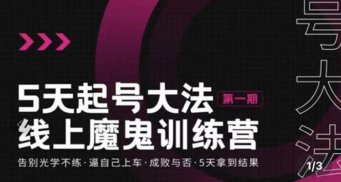 【副业项目3626期】五天起号魔鬼训练营，告别光学不练，逼自己上车，成败与否，5天拿到结果-繁星副业
