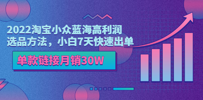 【副业项目3689期】2022淘宝小众蓝海高利润选品方法，小白7天快速出单，单款链接月销30W-繁星副业
