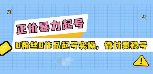 【副业项目3828期】抖音暴力起号实操课：抖音0粉丝0作品起号实操，0粉丝0作品直播-繁星副业