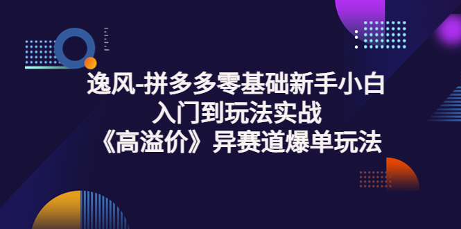 【副业项目3877期】逸风-拼多多新手小白入门到玩法实战，异赛道爆单玩法实操课-繁星副业