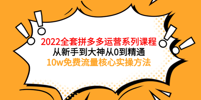 【副业项目4045期】2022全套拼多多运营课程：新手怎么做拼多多电商，10w免费流量核心实操方法-繁星副业