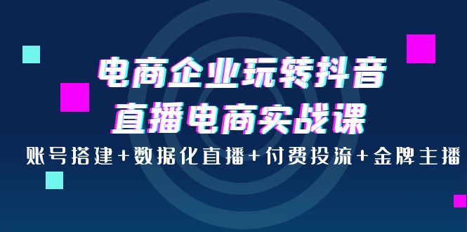 【副业项目4147期】电商企业玩转抖音直播电商实战课：账号搭建+数据化直播+付费投流+金牌主播-繁星副业