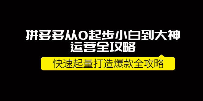【副业项目4227期】拼多多从0起步小白到大神运营全攻略，快速起量打造10W+爆款全攻略-繁星副业