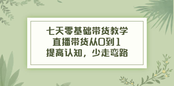 【副业项目4305期】七天零基础带货教学：直播带货从0到1，提高认知，少走弯路-繁星副业