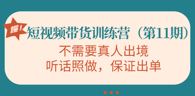 【副业项目4328期】短视频带货训练营（第11期），不需要真人出境，听话照做，保证出单-繁星副业