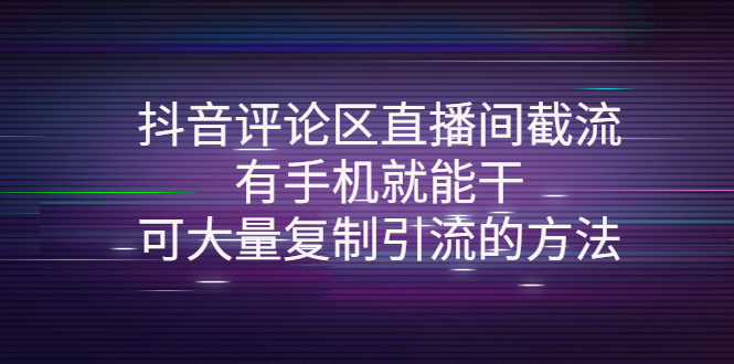 【副业项目4380期】抖音评论区直播间截流，有手机就能干，可大量复制引流的方法-繁星副业