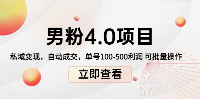 【副业项目4436期】道哥说创业男粉1+2+3+4.0项目：私域变现 自动成交 单号100-500利润 可批量-繁星副业