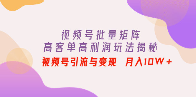 【副业项目4488期】视频号批量矩阵的高客单高利润玩法揭秘： 视频号引流与变现 月入10W+-繁星副业