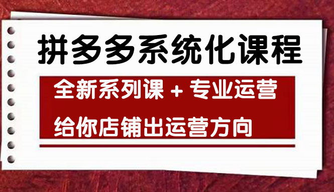 【副业项目4542期】车神陪跑，拼多多系统化课程，全新系列课+专业运营给你店铺出运营方向-繁星副业