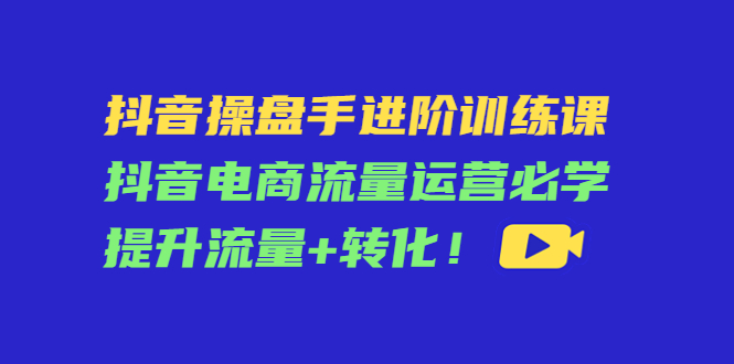 【副业项目4600期】抖音操盘手进阶训练课：抖音电商流量运营必学，提升流量+转化-繁星副业
