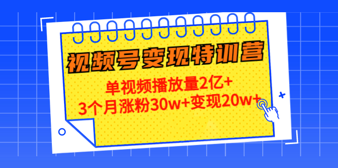 【副业项目4713期】20天视频号变现特训营：单视频播放量2亿+3个月涨粉30w+变现20w+-繁星副业