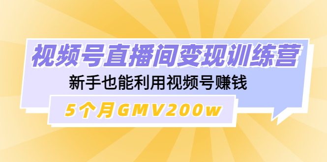 【副业项目4723期】视频号直播间变现训练营：新手也能利用视频号赚钱，5个月GMV200w-繁星副业