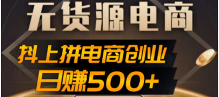 【副业项目4729期】抖上拼无货源电商创业项目、外面收费12800，日赚500+的案例解析参考-繁星副业
