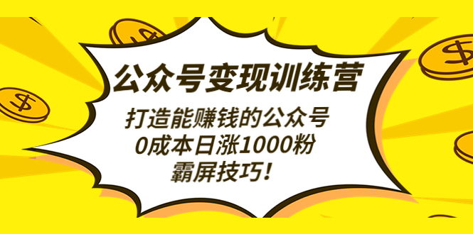 【副业项目4828期】公众号变现训练营（第3期）打造能赚钱的公众号，0成本日涨1000粉，霸屏技巧-繁星副业