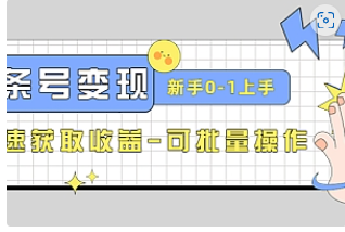 【副业项目4839期】2023头条号实操变现课：新手0-1轻松上手，快速获取收益-可批量操作-繁星副业