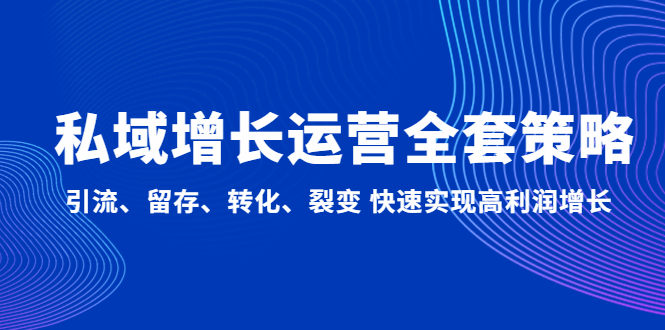 【副业项目5128期】私域增长运营全套策略：引流、留存、转化、裂变 快速实现高利润增长-繁星副业