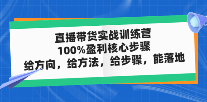 【副业项目5006期】直播带货实战训练营：100%盈利核心步骤，给方向，给方法，给步骤，能落地-繁星副业
