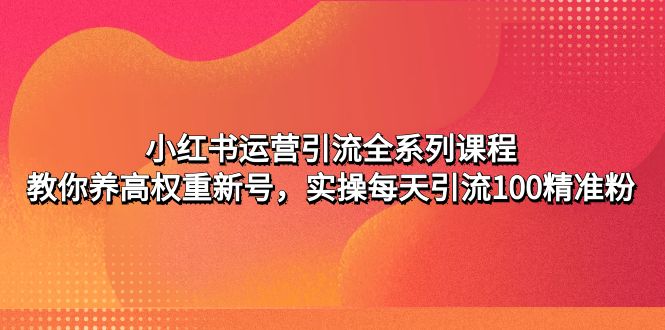 【副业项目5144期】小红书运营引流全系列课程：教你养高权重新号，实操每天引流100精准粉-繁星副业