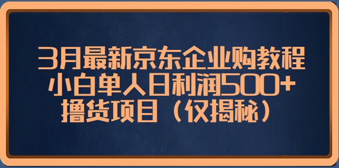 【副业项目5406期】3月最新京东企业购教程，小白单人日利润500+撸货项目（仅揭秘）-繁星副业