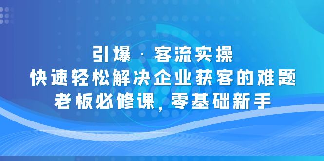 【副业项目5343期】引爆·客流实操：快速轻松解决企业获客的难题，老板必修课，零基础新手-繁星副业