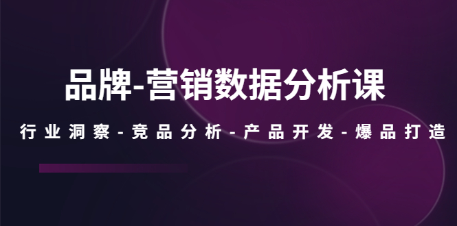 【副业项目5644期】品牌-营销数据分析课，行业洞察-竞品分析-产品开发-爆品打造-繁星副业
