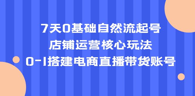 【副业项目5468期】7天0基础自然流起号，店铺运营核心玩法，0-1搭建电商直播带货账号-繁星副业