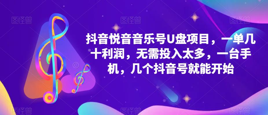 【副业项目5503期】抖音音乐号U盘项目 一单几十利润 无需投入太多 一台手机 几个抖音号就开始-繁星副业