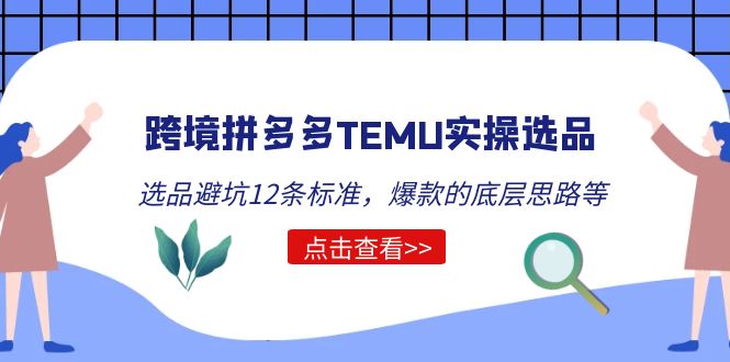 【副业项目5510期】跨境拼多多TEMU实操选品运营方法，选品避坑12条标准，爆款的底层思路等-繁星副业