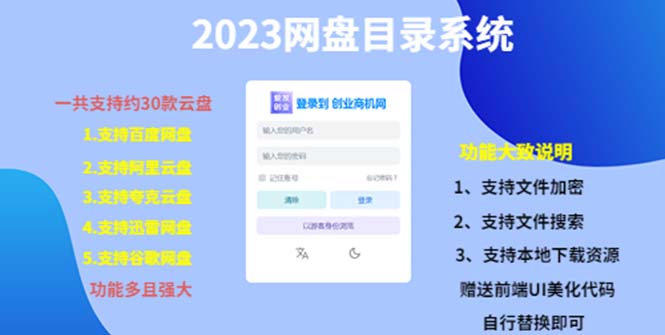 【副业项目5566期】2023网盘目录运营系统，一键安装教学，一共支持约30款云盘-繁星副业