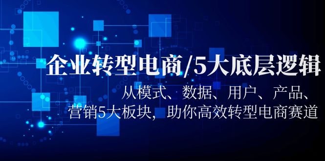 【副业项目5960期】企业转型电商/5大底层逻辑，从模式 数据 用户 产品 营销5大板块，高效转型-繁星副业