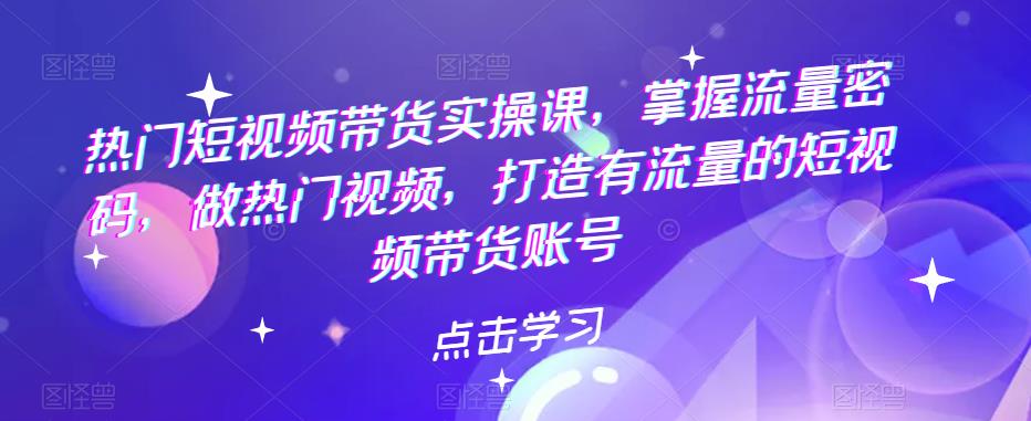 【副业项目5822期】热门短视频带货实战 掌握流量密码 做热门视频 打造有流量的短视频带货账号-繁星副业
