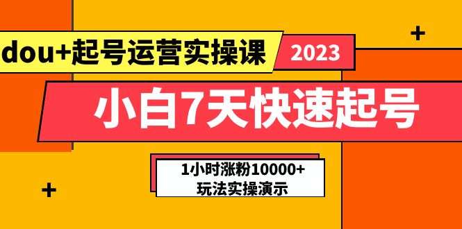 【副业项目5906期】小白7天快速起号：dou+起号运营实操课，实战1小时涨粉10000+玩法演示-繁星副业