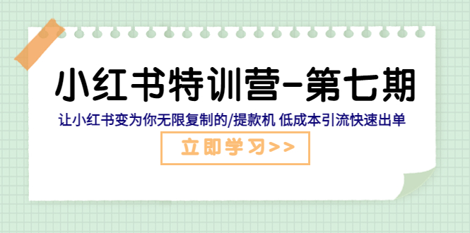 【副业项目5683期】小红书特训营-第七期 让小红书变为你无限复制的/提款机 低成本引流快速出单-繁星副业