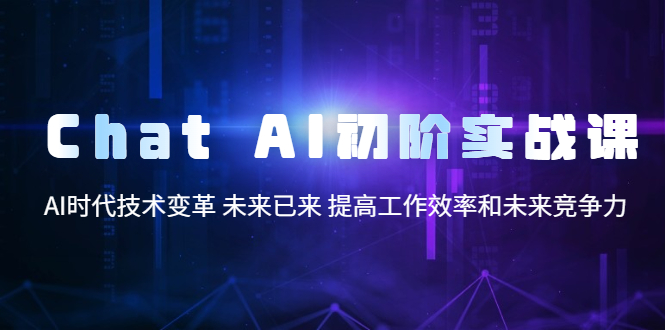 【副业项目5685期】Chat AI初阶实战课，AI时代技术变革 未来已来 提高工作效率和未来竞争力-繁星副业