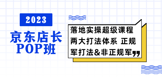 【副业项目5761期】2023京东店长·POP班 落地实操超级课程 两大打法体系 正规军&非正规军-繁星副业