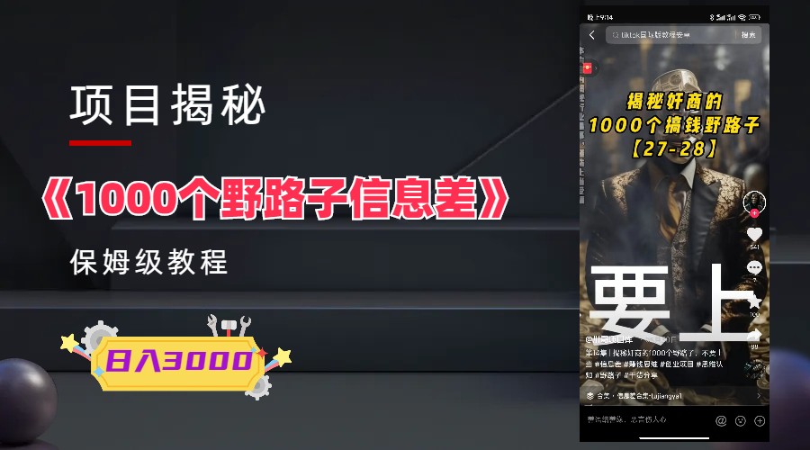 【副业项目6163期】1000个野路子信息差保姆式教程-单日变现3000+的玩法解密-繁星副业