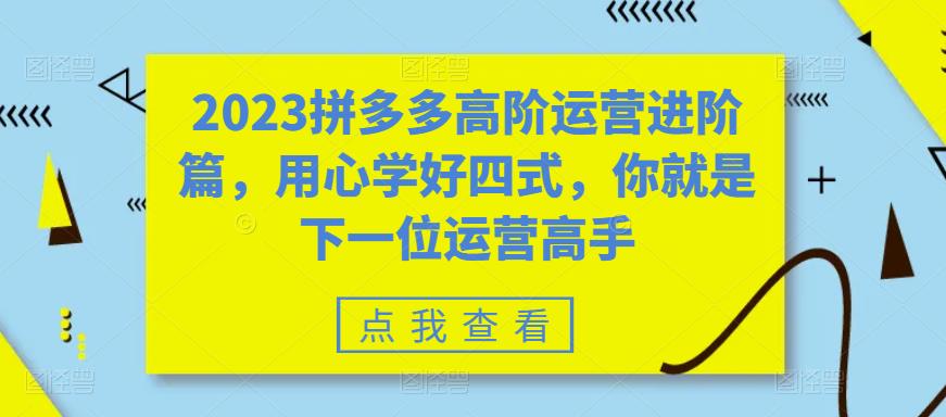 【副业项目6241期】2023拼多多高阶运营进阶篇，用心学好四式，你就是下一位运营高手-繁星副业