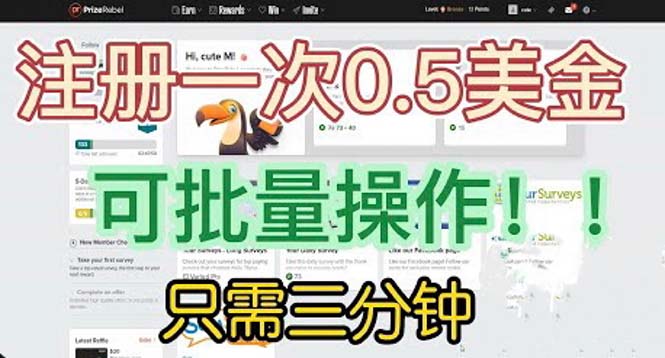 【副业项目6345期】国外项目注册一次0.5美金 只需三分钟无脑操作 可批量放大 小白工作室福利-繁星副业