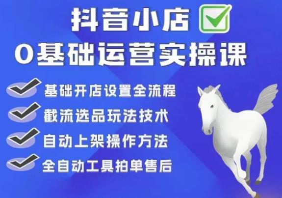 【副业项目6317期】白马电商·0基础抖店运营实操课，基础开店设置全流程，截流选品玩法技术-繁星副业