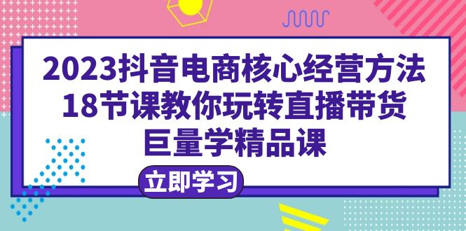 【副业项目6377期】2023抖音电商核心经营方法：18节课教你玩转直播带货，巨量学精品课-繁星副业