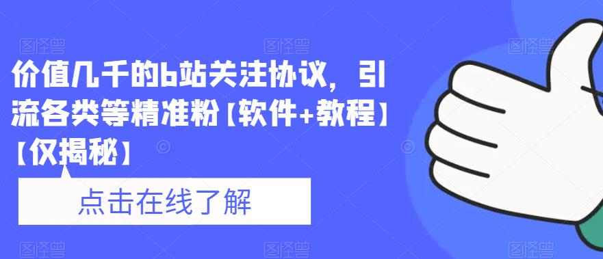 【副业项目6546期】价值几千的b站关注协议，引流各类等精准粉【软件+教程】-繁星副业