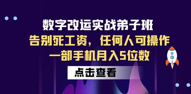 【副业项目6430期】数字 改运实战弟子班：告别死工资，任何人可操作，一部手机月入5位数-繁星副业