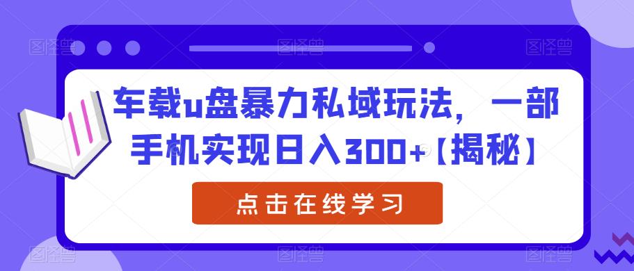 【副业项目6441期】车载u盘暴力私域玩法，一部手机实现日入300+【揭秘】-繁星副业