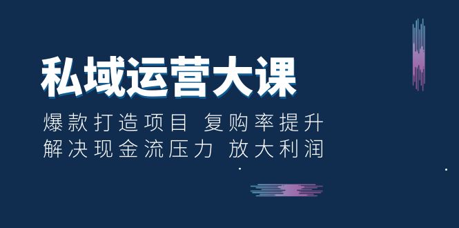 【副业项目6574期】私域运营大课：爆款打造项目 复购率提升 解决现金流压力 放大利润-繁星副业