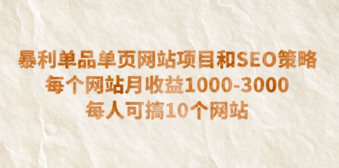 【副业项目6633期】暴利单品单页网站项目和SEO策略 每个网站月收益1000-3000 每人可搞10个-繁星副业